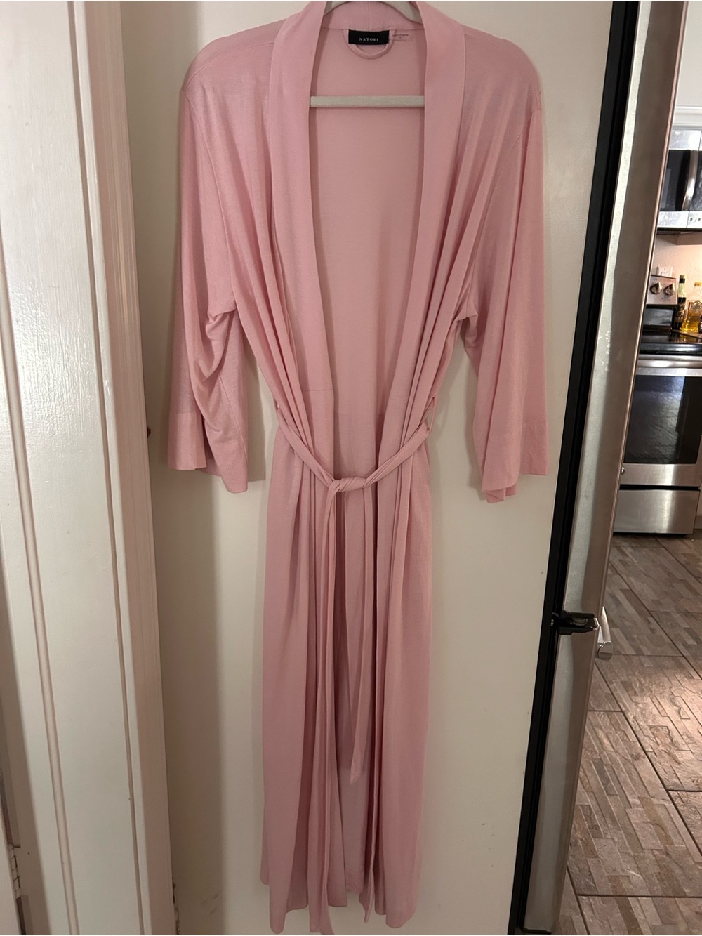 Natori Shangri-La Long Robe S Small Blush Pink Tencel Modal Luxury Kimono Knit
